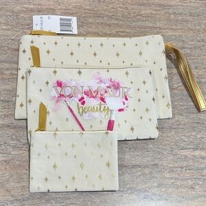 NEW Cream and Gold Bag Set